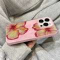 Elegant Pink Hibiscus Flower Folds Texture Phone Case for Iphone 16 17 Pro Max Air 15 14 13 12 11 16 15 plus Cover Soft Funda